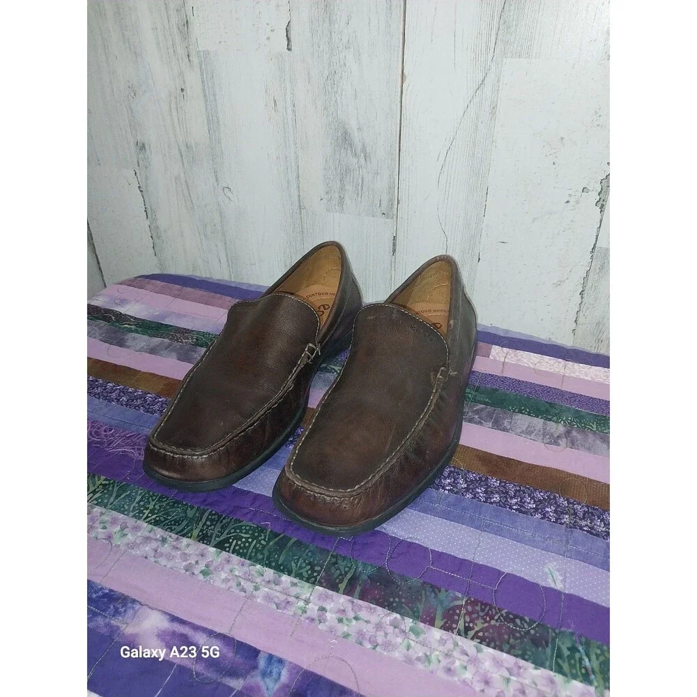 Ecco Men's Brown Leather Loafers US Sz 9-9.5 Eur 43 Casual Slip On Driver Shoes